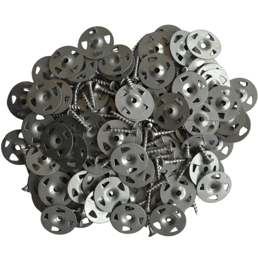Tecca 25mm Galvanised Steel Washers & Screws – Tile Board Fixing Pack (100)
