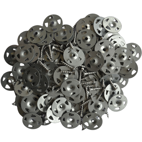 Tecca 25mm Galvanised Steel Washers & Screws – Tile Board Fixing Pack (100)
