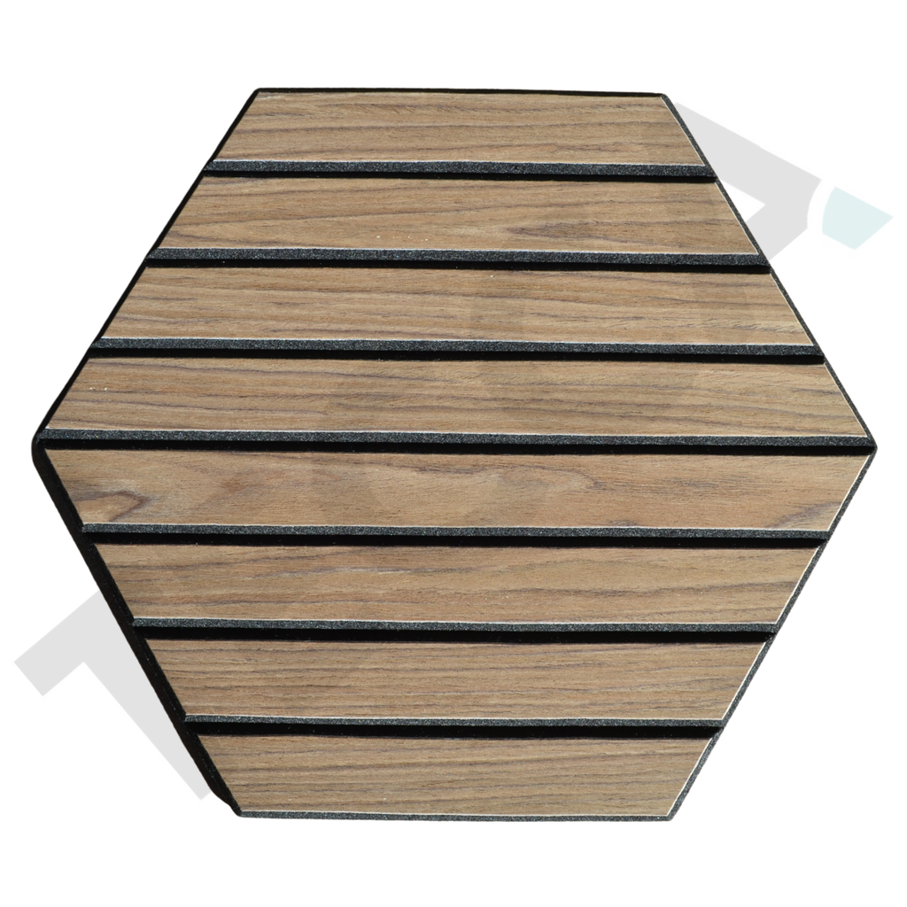 Tecca Walnut Self-Adhesive Acoustic Hexagon Wall Panels | Sound Absorbing | 5 Pack