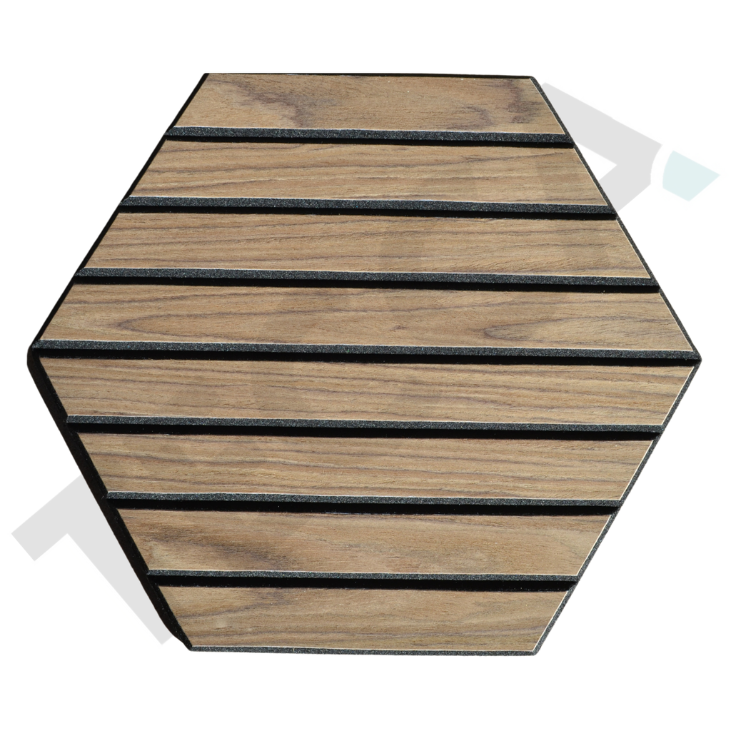 Tecca Walnut Self-Adhesive Acoustic Hexagon Wall Panels | Sound Absorbing | 5 Pack