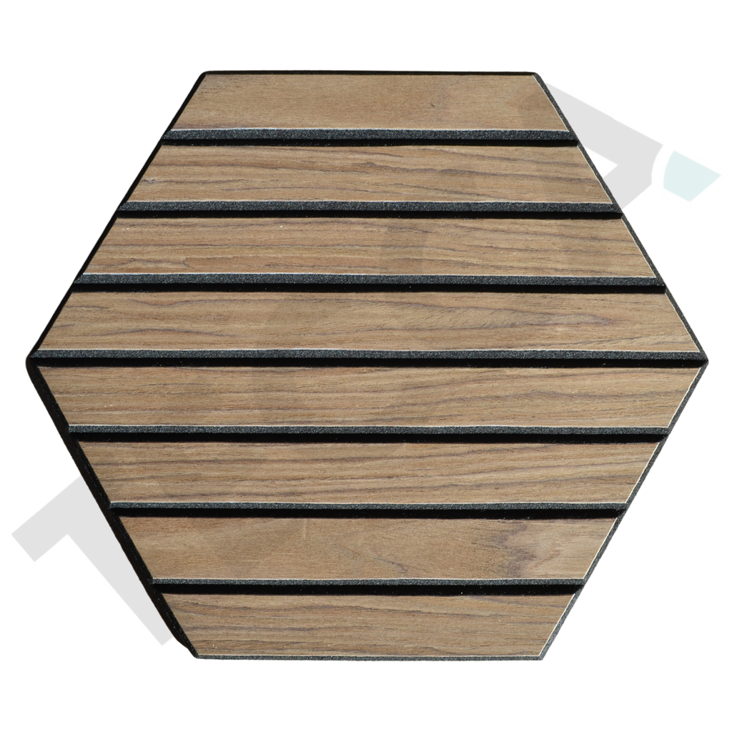 Tecca Walnut Self-Adhesive Acoustic Hexagon Wall Panels | Sound Absorbing | 5 Pack