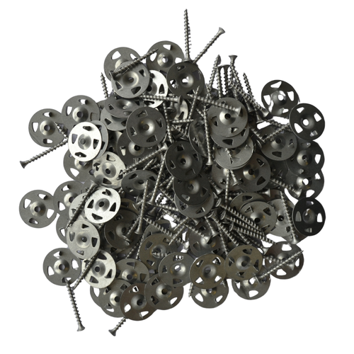 Tecca 45mm Galvanised Steel Washers & Screws | Tile Board Fixing Pack (100)