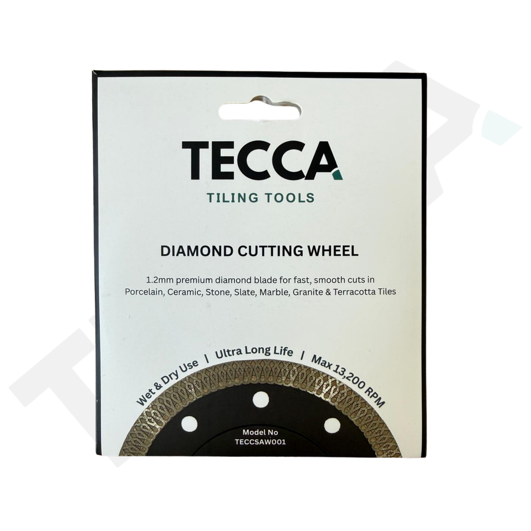 Tecca Diamond Black Cutting Wheel | 115mm | Porcelain, Stone & Tile Blade