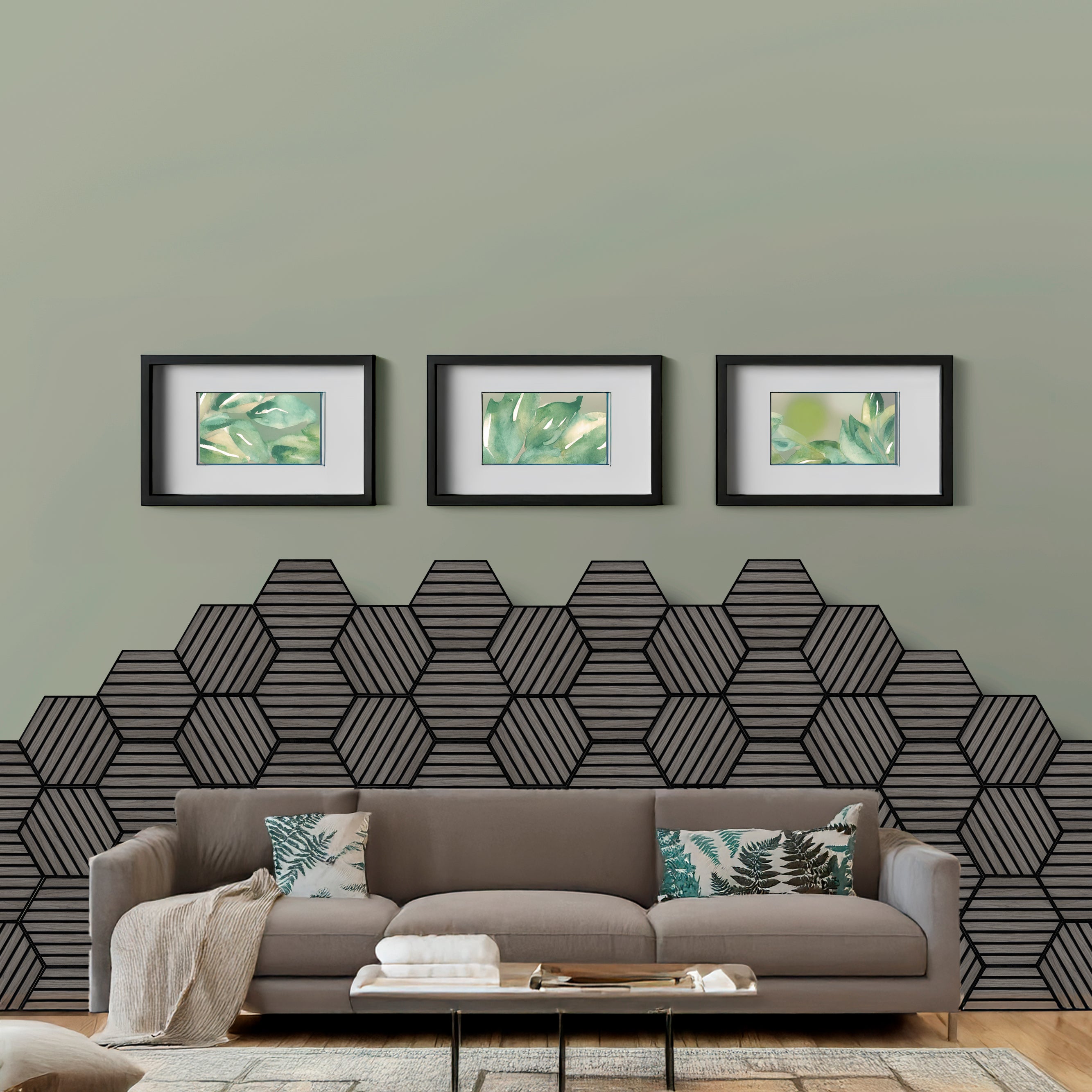 Tecca Black Self-Adhesive Acoustic Hexagon Wall Panels | Sound Absorbing | 5 Pack