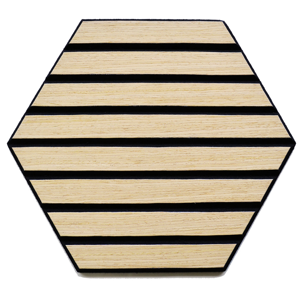 Tecca Light Oak Self-Adhesive Acoustic Hexagon Wall Panels | Sound Absorbing | 5 Pack