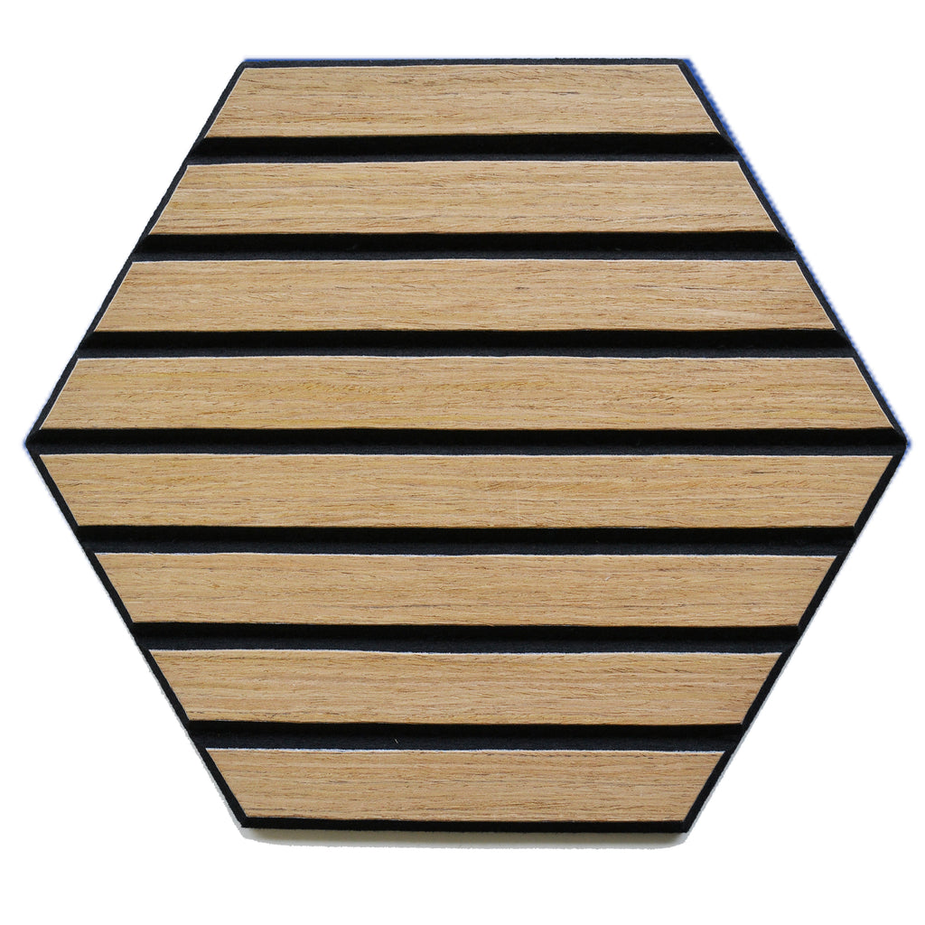 Tecca Medium Oak Self-Adhesive Acoustic Hexagon Wall Panels | Sound Absorbing | 5 Pack