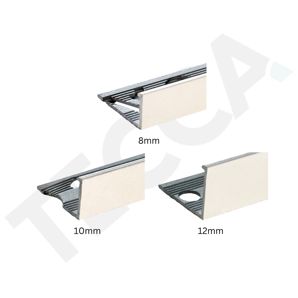 Tecca Matt White Aluminium Tile Trim | 8mm, 10mm & 12mm | 2.44m Length